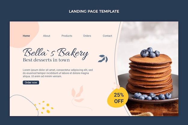 Free vector flat design food landing page