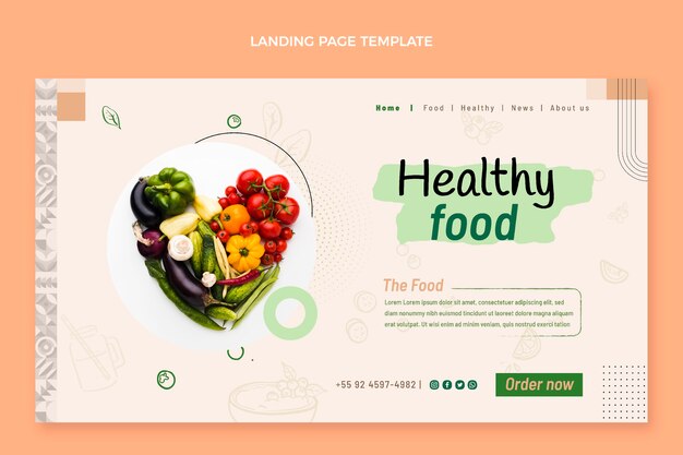 Flat design food landing page
