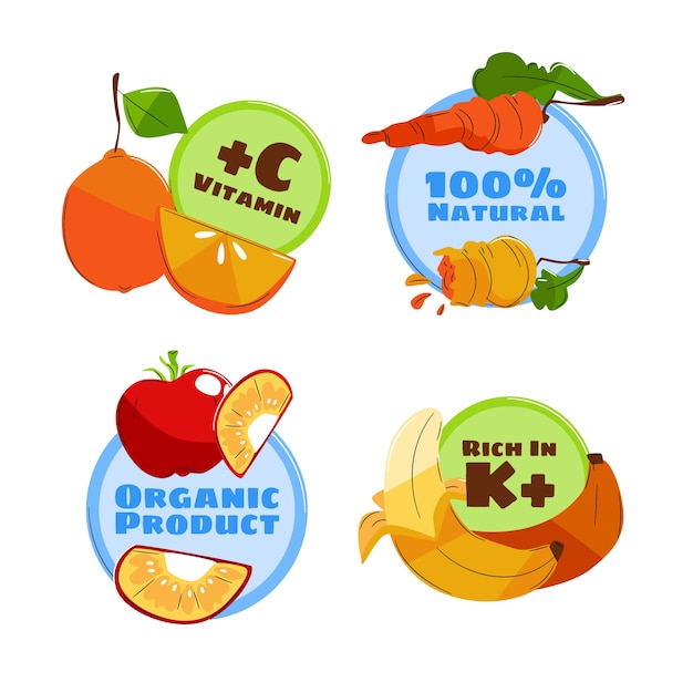 Flat design food nutrition labels