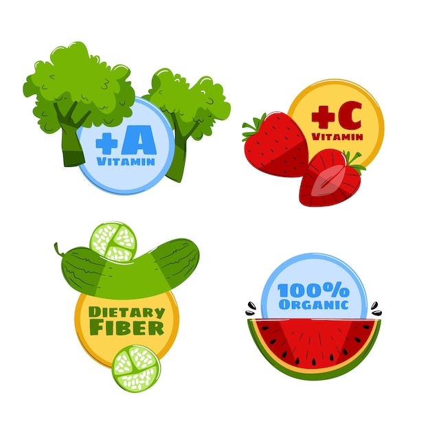 Free vector flat design food nutrition labels