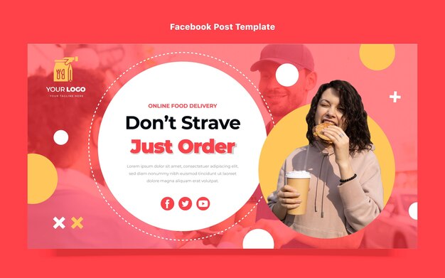 Flat design food order facebook post