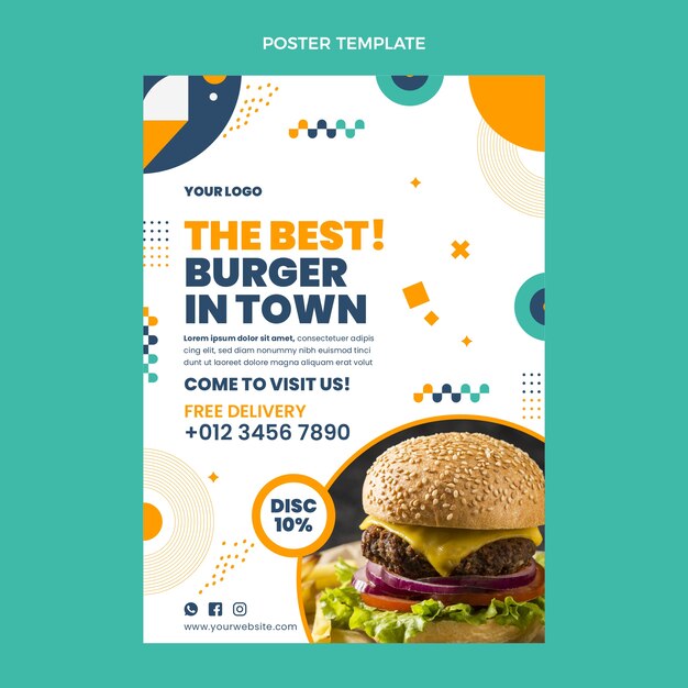 Flat design food poster template