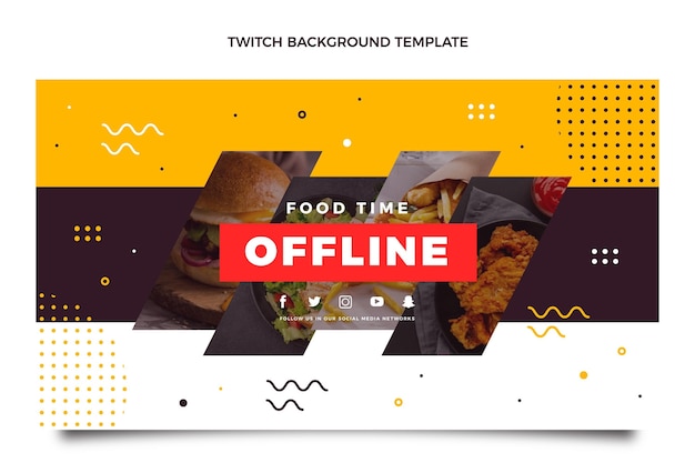 Flat design food twitch background