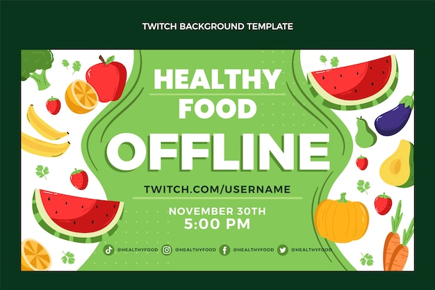 Flat design food twitch background