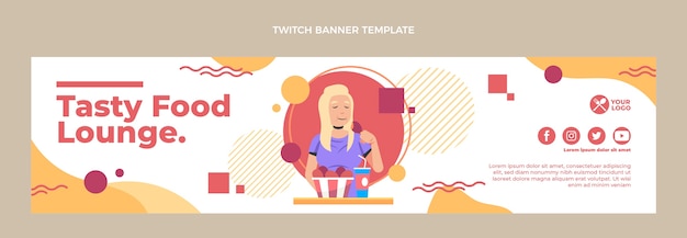 Flat design food twitch banner template