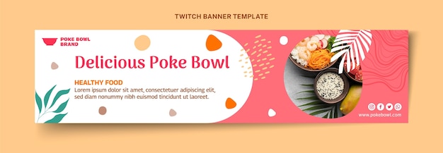 Flat design food twitch banner