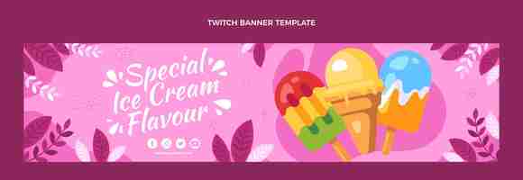 Free vector flat design of food twitch banner