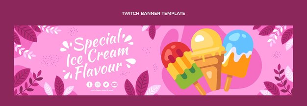 Flat design of food twitch banner