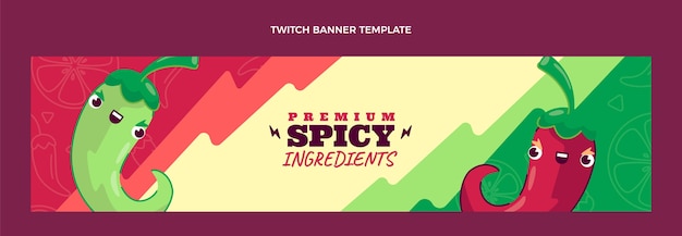 Free vector flat design of food twitch banner