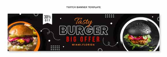 Free vector flat design food twitch banner