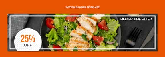 Free vector flat design food twitch banner