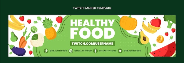 Flat design food twitch banner