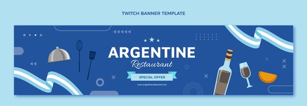 Flat design food twitch banner