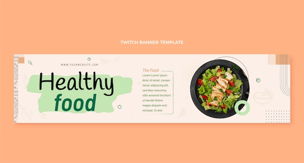 Free vector flat design food twitch banner