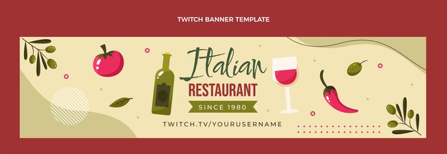 Flat design food Twitch banner – Free vector template