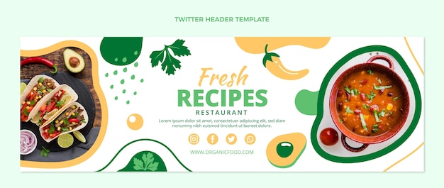 Free vector flat design of food twitter header