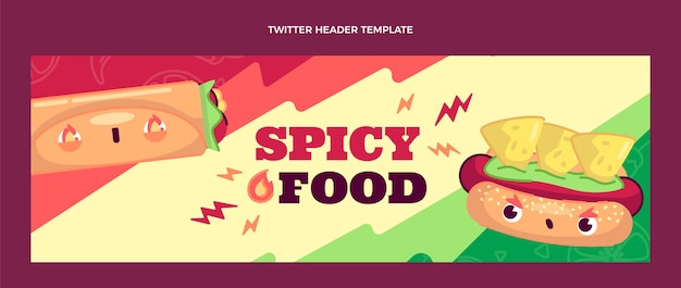 Free vector flat design of food twitter header