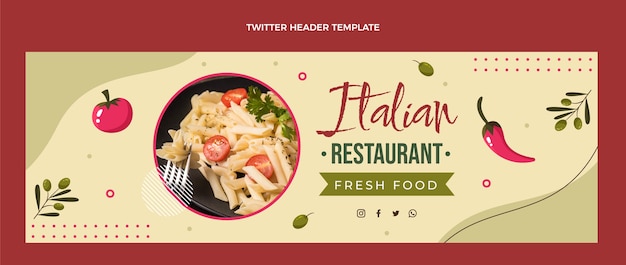 Free vector flat design food twitter header