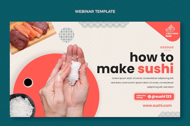 Free vector flat design food webinar