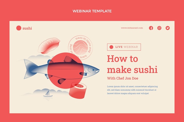 Design piatto del webinar sul cibo