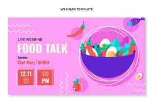 Vettore gratuito design piatto del webinar sul cibo