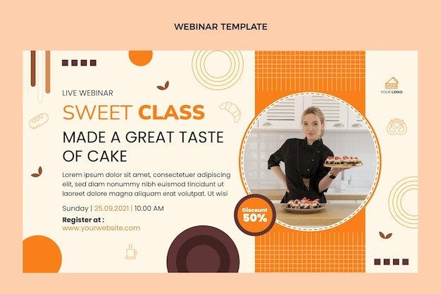 Free vector flat design food webinar