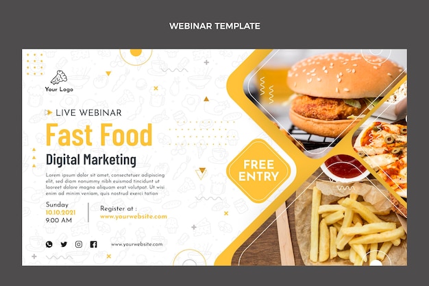 Free vector flat design of food webinary