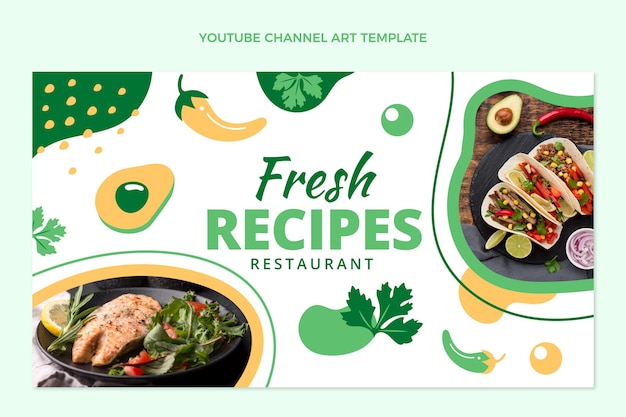 Flat design of food youtube channel art