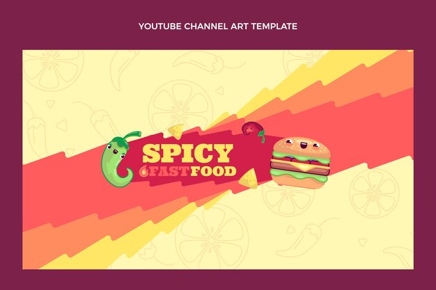 Flat design of food youtube channel art