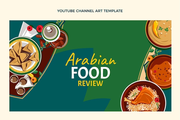 Vettore gratuito design piatto dell'arte del canale youtube alimentare