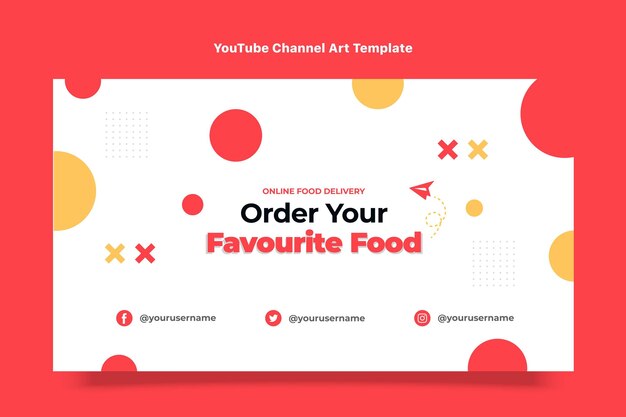 Flat design food youtube channel art