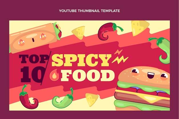 Free vector flat design of food youtube thumbnail