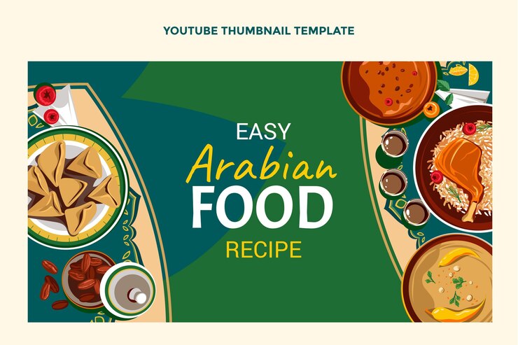 Бесплатный Вектор плоский дизайн миниатюры еды на youtube