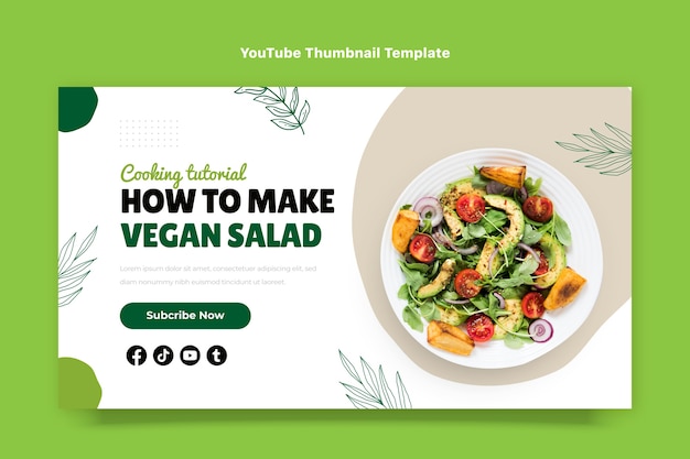 Free vector flat design food youtube thumbnail