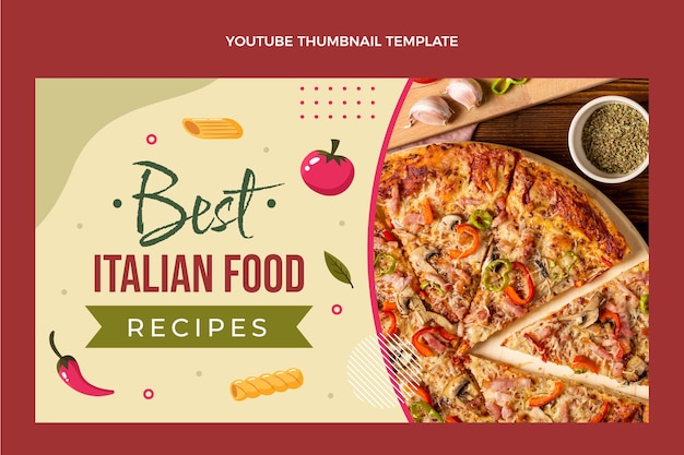 Free vector flat design food youtube thumbnail