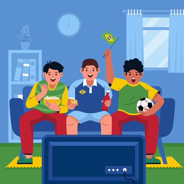 Flat design football fans illustration