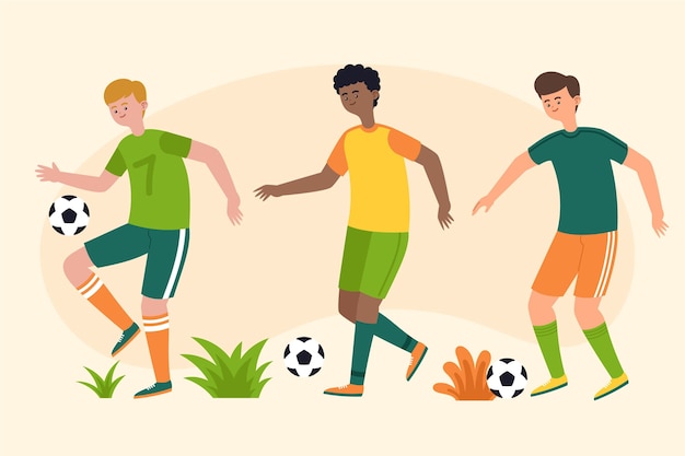 Free vector flat design football players group