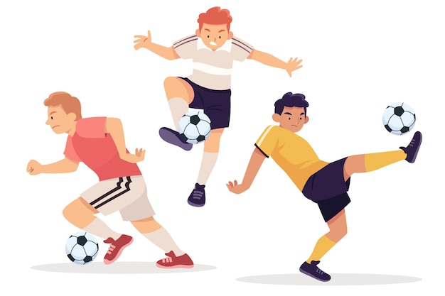 Free vector flat design football players set