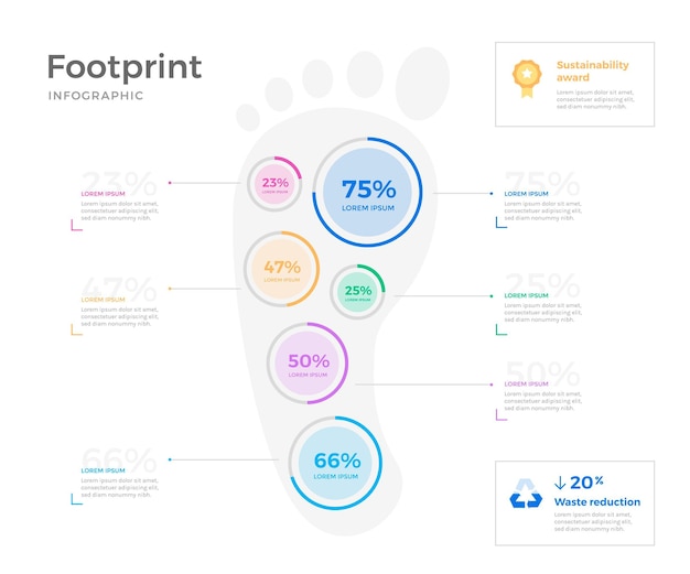 Flat design footprint infographics