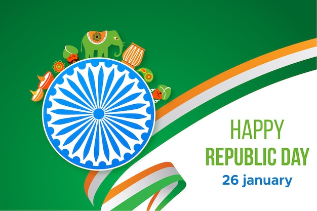 Бесплатное векторное изображение Плоский дизайн для дня республики индии