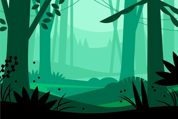 無料ベクター フラットなデザインの森の風景