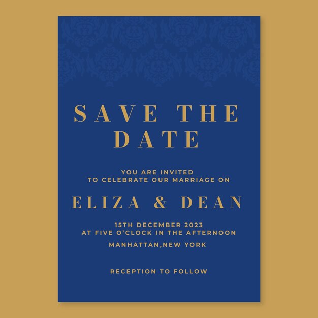 Flat design formal wedding invitation