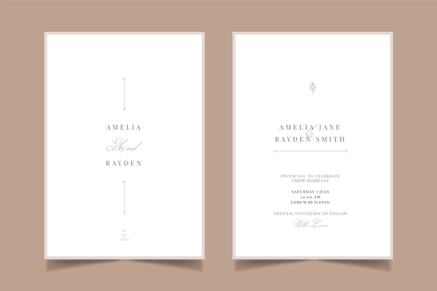 Free vector flat design formal wedding invitations