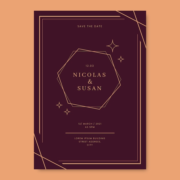 Free vector flat design formal wedding invitations