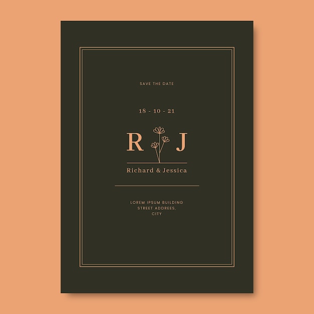 Flat design formal wedding invitations