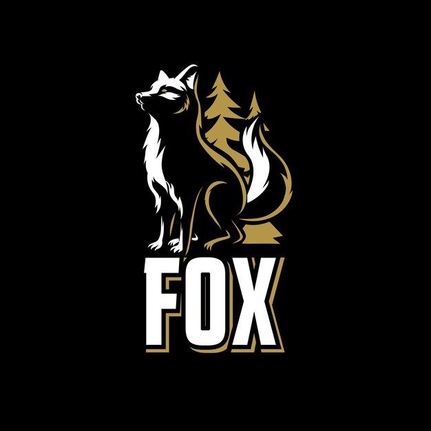 Flat design fox logo template