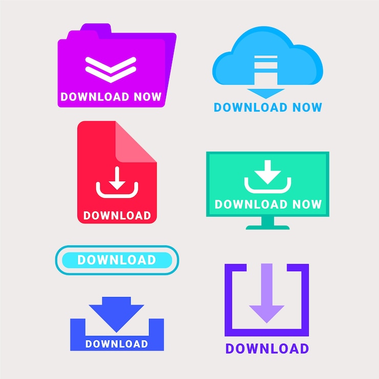 무료 Vector 평면 디자인 무료 다운로드 버튼 모음