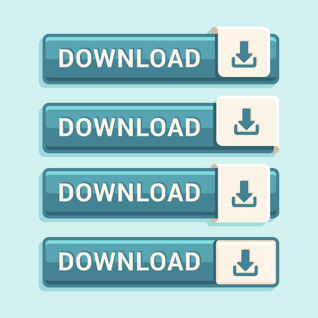 Vettore gratuito collezione di pulsanti per il download gratuito di design piatto