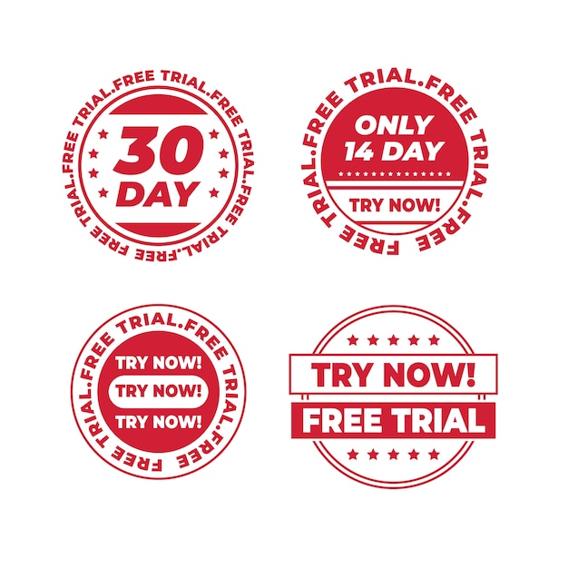 Flat design free trial labels set