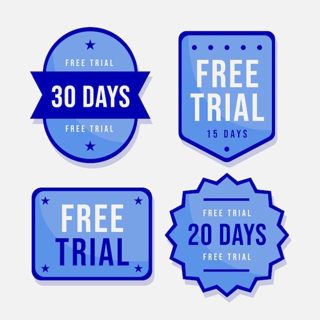 Free vector flat design free trial labels